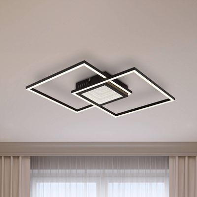 Globo Saunders LED ceiling lamp, length 43 cm, black, 3D effect