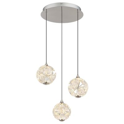 Globo Virina LED hanging light, Ø 42 cm, transparent, crystal, 3-bulb - Thumbnail 2