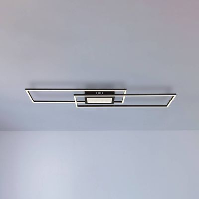 Globo Saunders LED ceiling lamp, length 96 cm, black, 3D effect