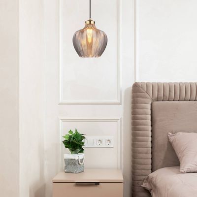 Globo Jessica hanging light, Ø 25 cm, smoke grey, glass