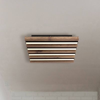 Globo Hayden LED ceiling lamp, length 30 cm, black/dark wood