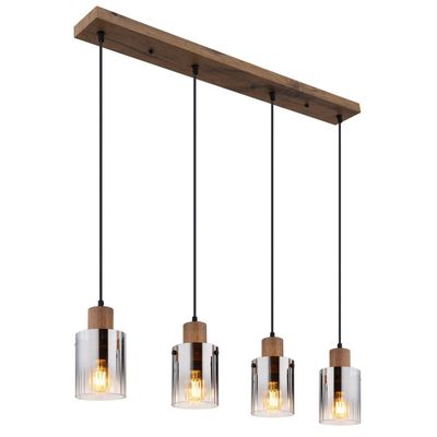 Globo Underwood pendant light, length 105 cm, brown/smoke grey, MDF - Thumbnail 2