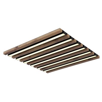 Globo Hayden LED ceiling lamp, length 45 cm, black/dark wood - Thumbnail 2