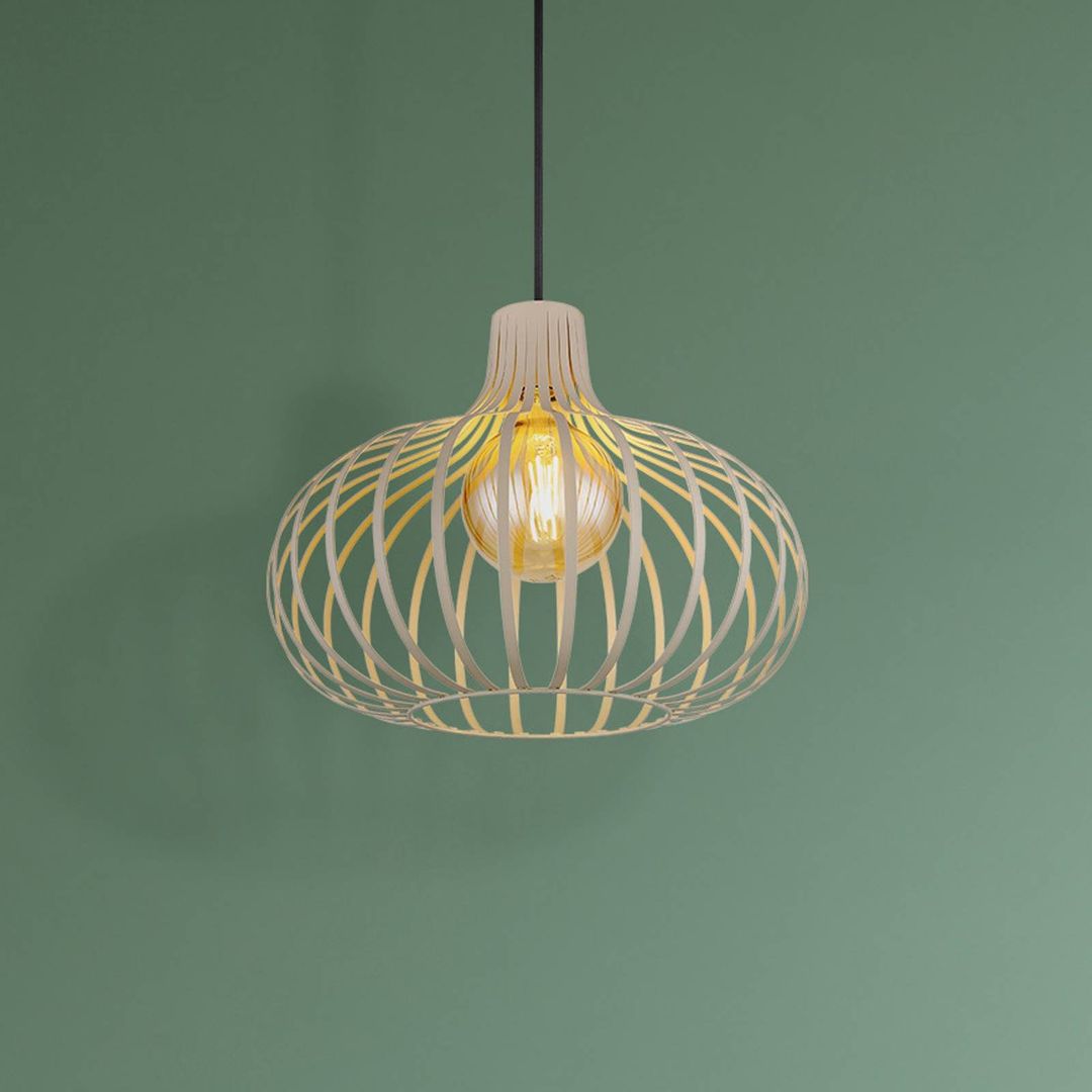 Globo Mateo pendant light, cream/sand-coloured, metal, Ø 40 cm - Image 1