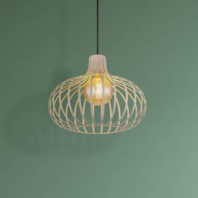 Globo Mateo pendant light, cream/sand-coloured, metal, Ø 40 cm