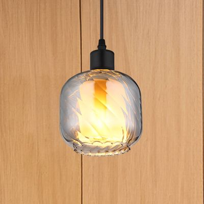 Globo Xia hanging light, Ø 14 cm, smoke grey, glass