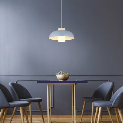 Globo Lowe hanging light, blue matt, Ø 38 cm, metal