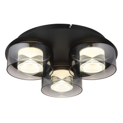 Globo LED ceiling lamp Belinda, Ø 38 cm, smoke grey, 3-bulb, glass - Thumbnail 2