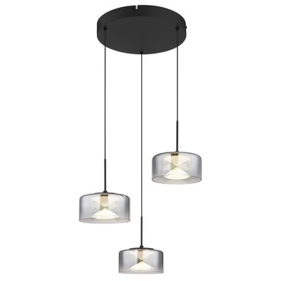 Globo LED pendant light Belinda, Ø 40 cm, smoke grey, 3-bulb, glass - Thumbnail 2