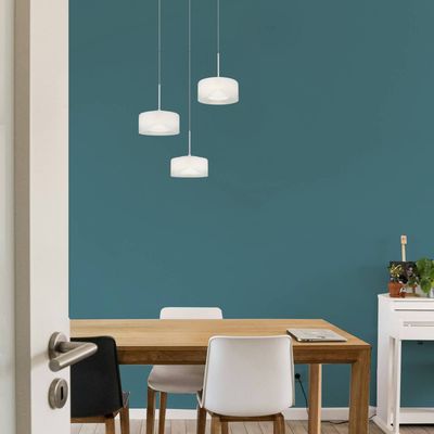 Globo LED pendant light Belinda, Ø 40 cm, white, 3-bulb, glass