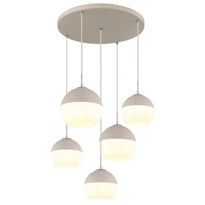 Globo Ragusa pendant light, Ø 75 cm, sand/chrome, metal, 5-bulb - Thumbnail 2
