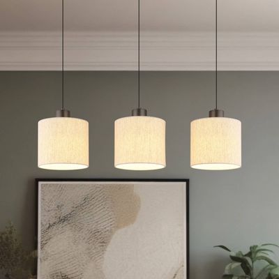 Globo Thea LED hanging light, length 74 cm, 3-bulb, cream/matt black