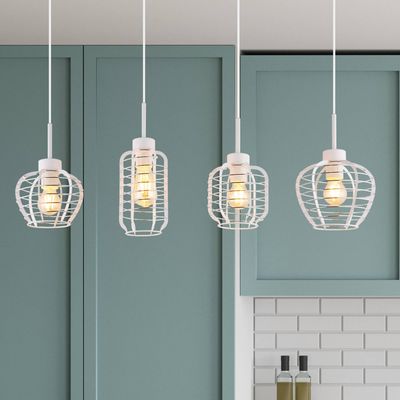 Globo Nesa pendant light, length 90 cm, white/chrome, metal, 4-bulb