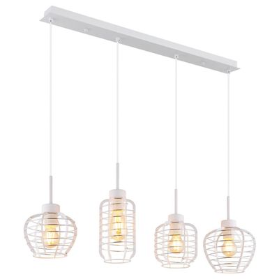 Globo Nesa pendant light, length 90 cm, white/chrome, metal, 4-bulb - Thumbnail 2