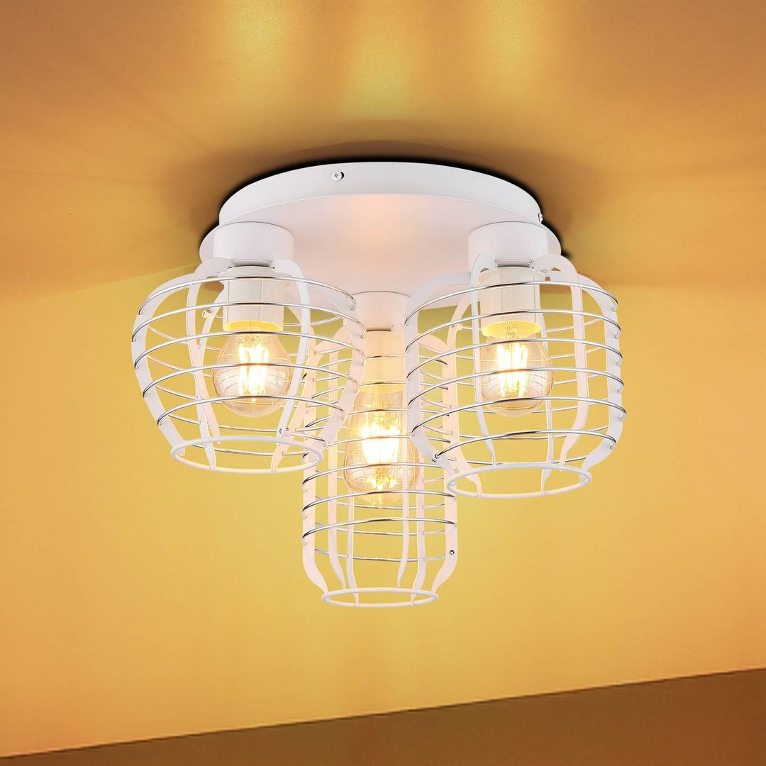 Globo Nesa ceiling light, Ø 37 cm, white/chrome, metal, 3-bulb - Image 1