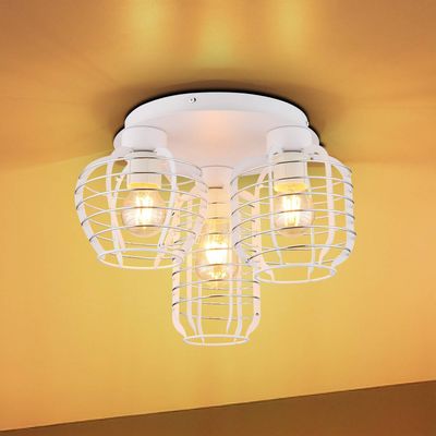 Globo Nesa ceiling light, Ø 37 cm, white/chrome, metal, 3-bulb