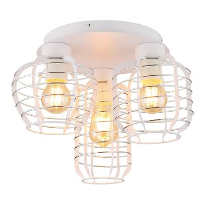Globo Nesa ceiling light, Ø 37 cm, white/chrome, metal, 3-bulb - Thumbnail 2