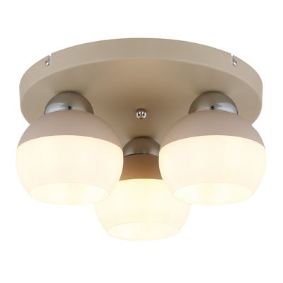 Globo Ragusa ceiling light, Ø 31 cm, sand/chrome, metal/glass, 3-bulb - Thumbnail 2