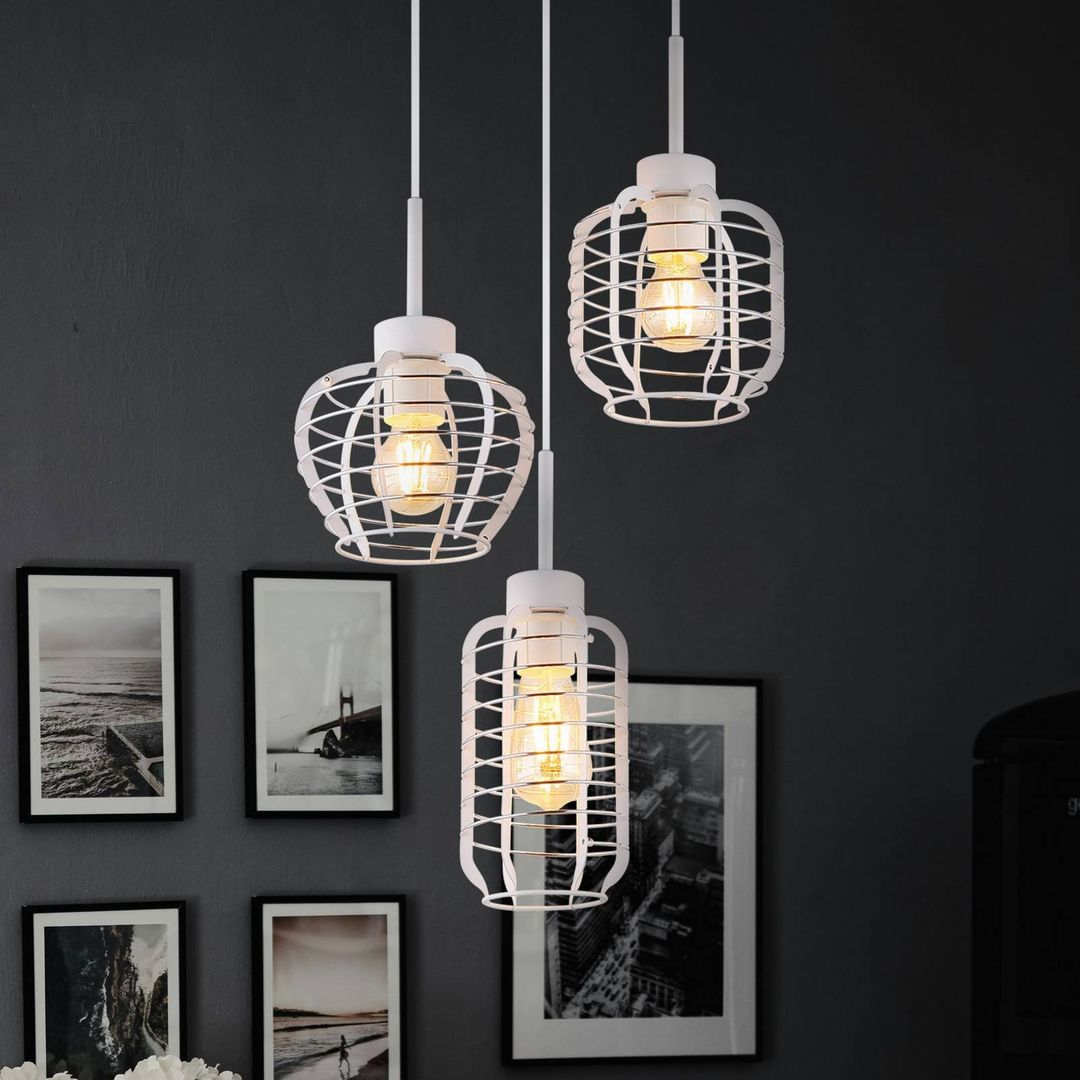 Globo Nesa pendant light, Ø 37 cm, white/chrome, metal, 3-bulb - Image 1