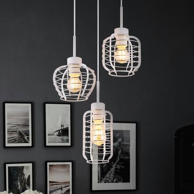 Globo Nesa pendant light, Ø 37 cm, white/chrome, metal, 3-bulb