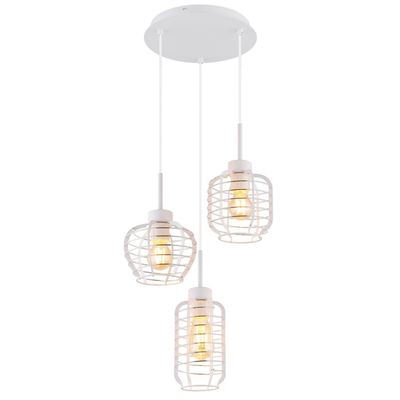 Globo Nesa pendant light, Ø 37 cm, white/chrome, metal, 3-bulb - Thumbnail 2
