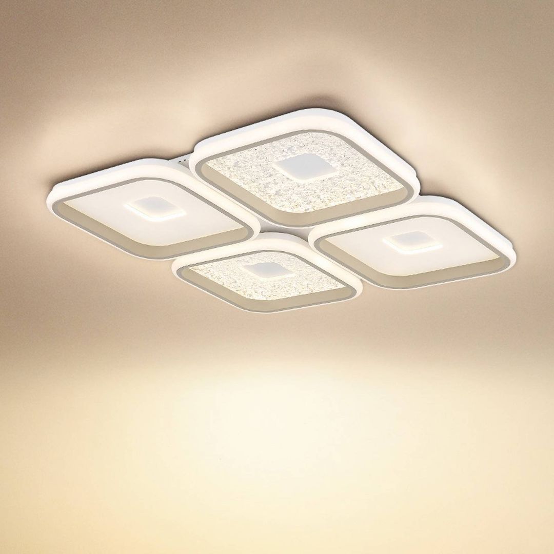 Globo Mosaiko LED ceiling lamp, length 54 cm, white/sand metal - Image 1