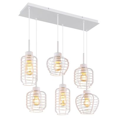 Globo Nesa pendant light, length 77 cm, white/chrome, metal, 6-bulb - Thumbnail 2
