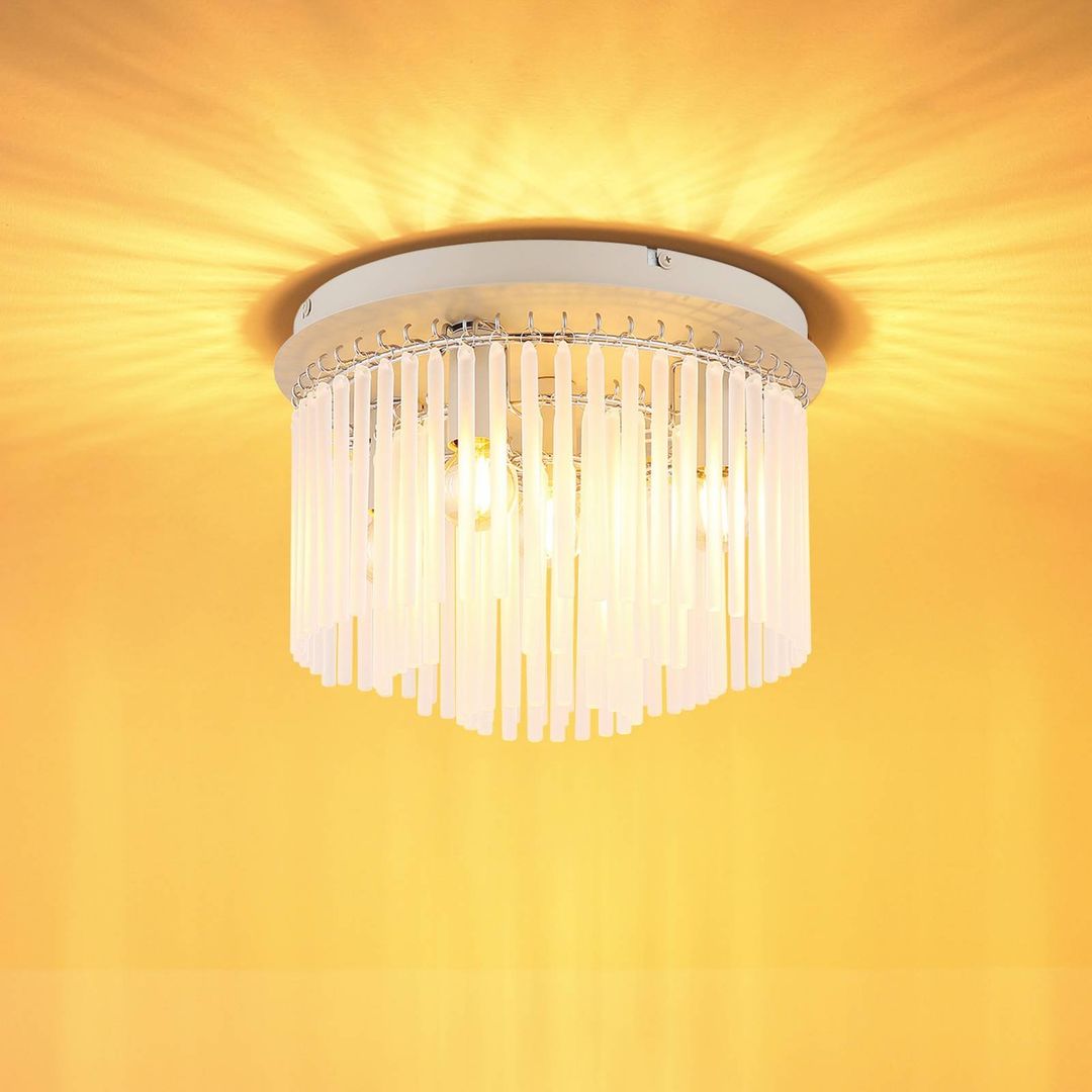 Globo Gorley ceiling light, white/sand, glass, Ø 32 cm, 5-bulb, E14 - Image 1