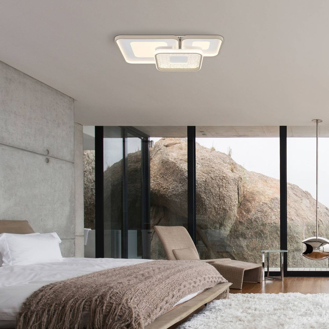Globo Mosaiko LED ceiling lamp, length 54 cm, white/sand, metal - Image 1