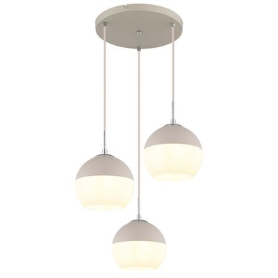 Globo Ragusa pendant light, Ø 42 cm, sand/chrome, metal/glass, 3-bulb - Thumbnail 2