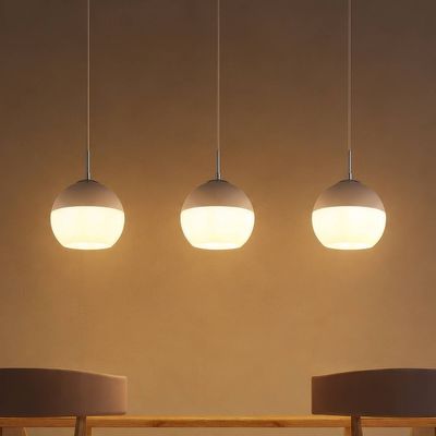 Globo Ragusa pendant light, length 90 cm, sand/chrome, metal, 3-bulb