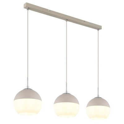 Globo Ragusa pendant light, length 90 cm, sand/chrome, metal, 3-bulb - Thumbnail 2