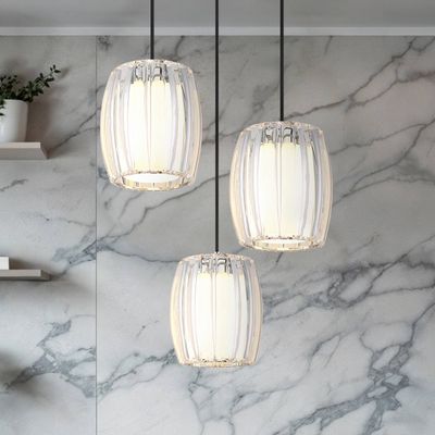 Globo Maribel pendant light, Ø 40 cm, chrome/clear, plastic, 3-bulb