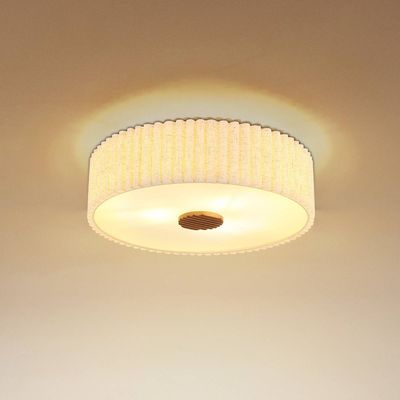 Globo Jannie ceiling lamp, natural, linen, 3-bulb, Ø 50 cm, E27