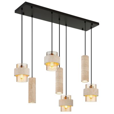 Globo Daren pendant light, 7-bulb, beige/amber/black, E27 + GU10 - Thumbnail 2