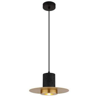 Globo Shanna pendant light, Ø 28 cm, black/brass, stone/metal - Thumbnail 2