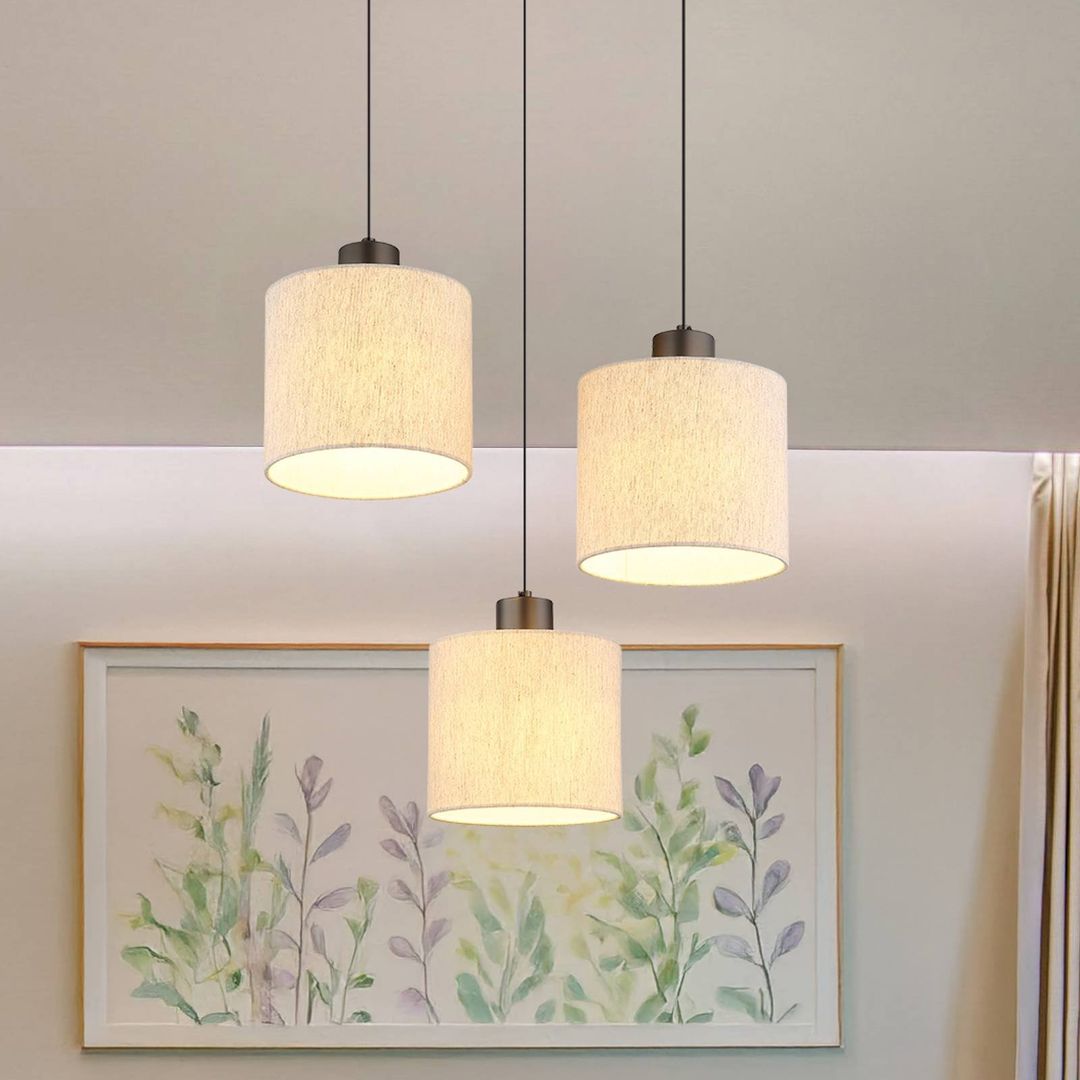 Globo Thea LED hanging light, Ø 49 cm, 3-bulb, cream/matt black - Image 1