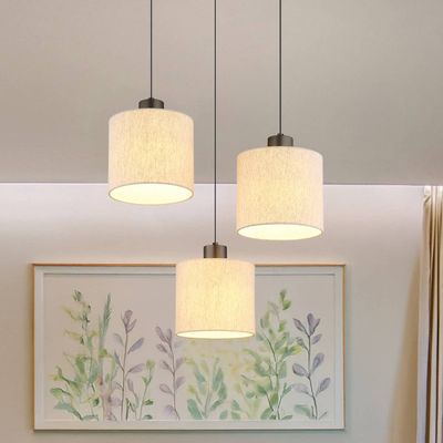 Globo Thea LED hanging light, Ø 49 cm, 3-bulb, cream/matt black