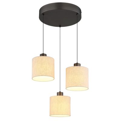 Globo Thea LED hanging light, Ø 49 cm, 3-bulb, cream/matt black - Thumbnail 2