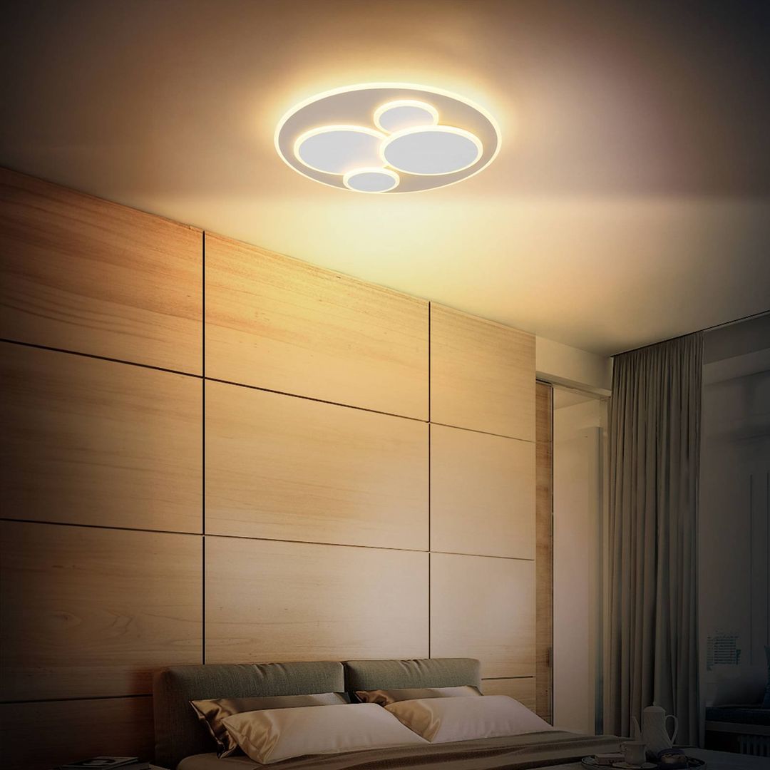 Globo Monty LED ceiling lamp, Ø 49 cm, white/sand, metal/plastic - Image 1