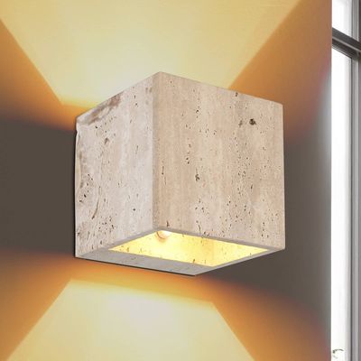 Globo Rojas LED wall lamp, beige, width 12 cm, stone