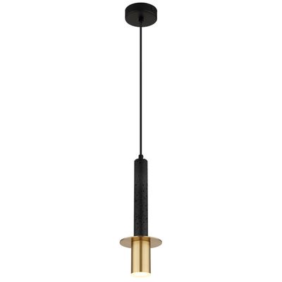 Globo Shanna pendant light, Ø 12 cm, black/brass, stone/metal - Thumbnail 2