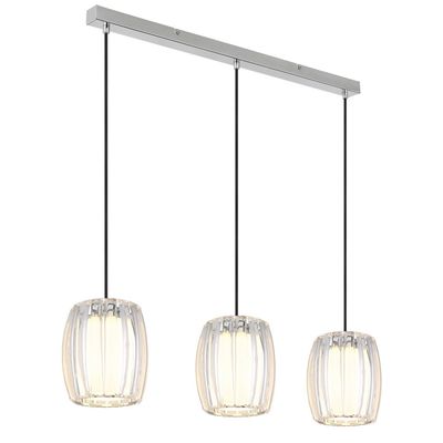 Globo Maribel pendant light, length 86 cm, chrome/clear plastic, 3-bulb - Thumbnail 2