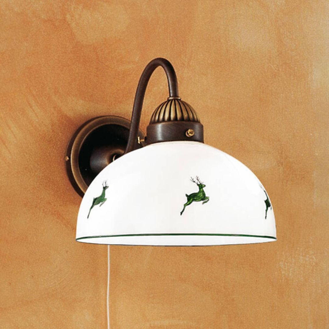 austrolux Rustic wall light Nonna, green with stags - Image 1