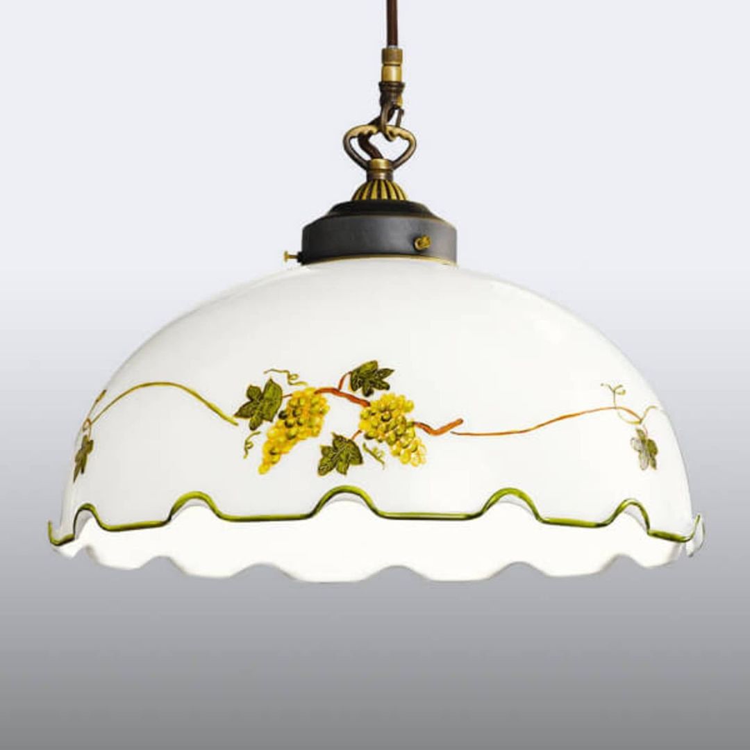 austrolux Nonna hanging light with grape motif, hand painted - Image 1
