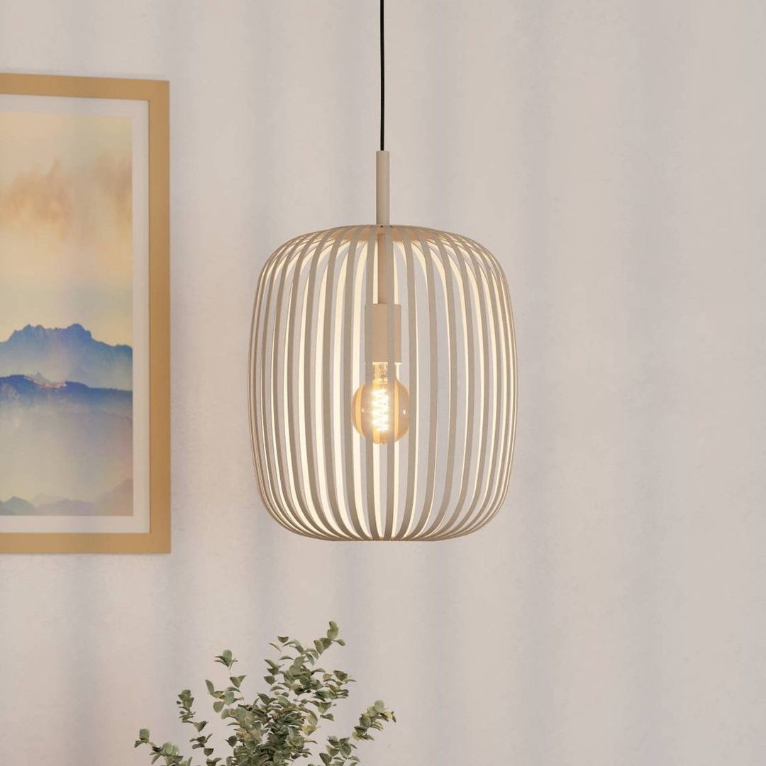 Eglo Romazzina Sandy-Rose Caged Modern Pendant Light - Cream - Image 1