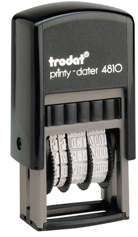 Trodat Printy 4810 Self Inking Budget Mini Date Stamp Black Ink - 7016 - Image 1