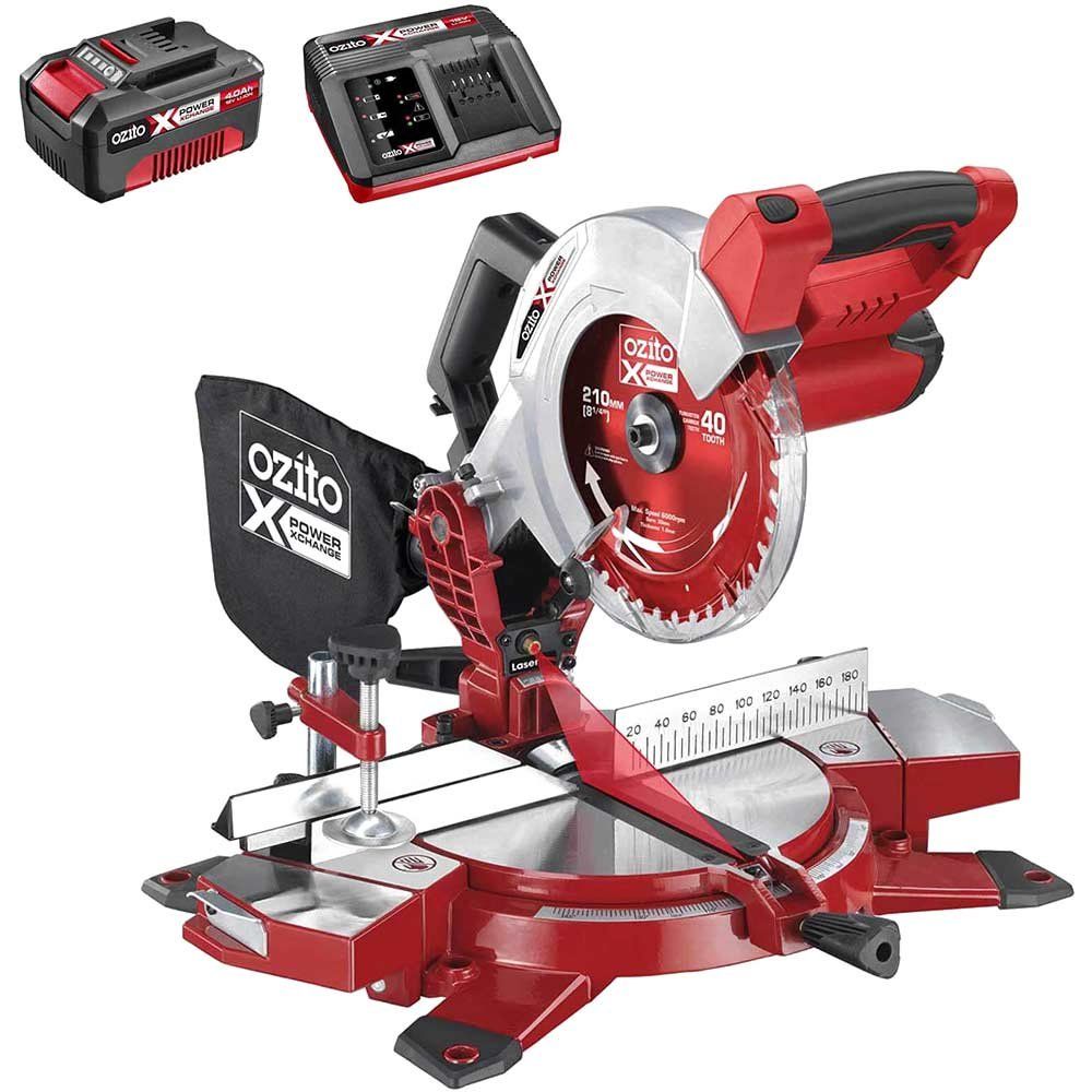 Ozito PXCMSS 18v Cordless Compound Mitre Saw 210mm 1 x 4ah Li-ion Battery Charger No Case - Image 1