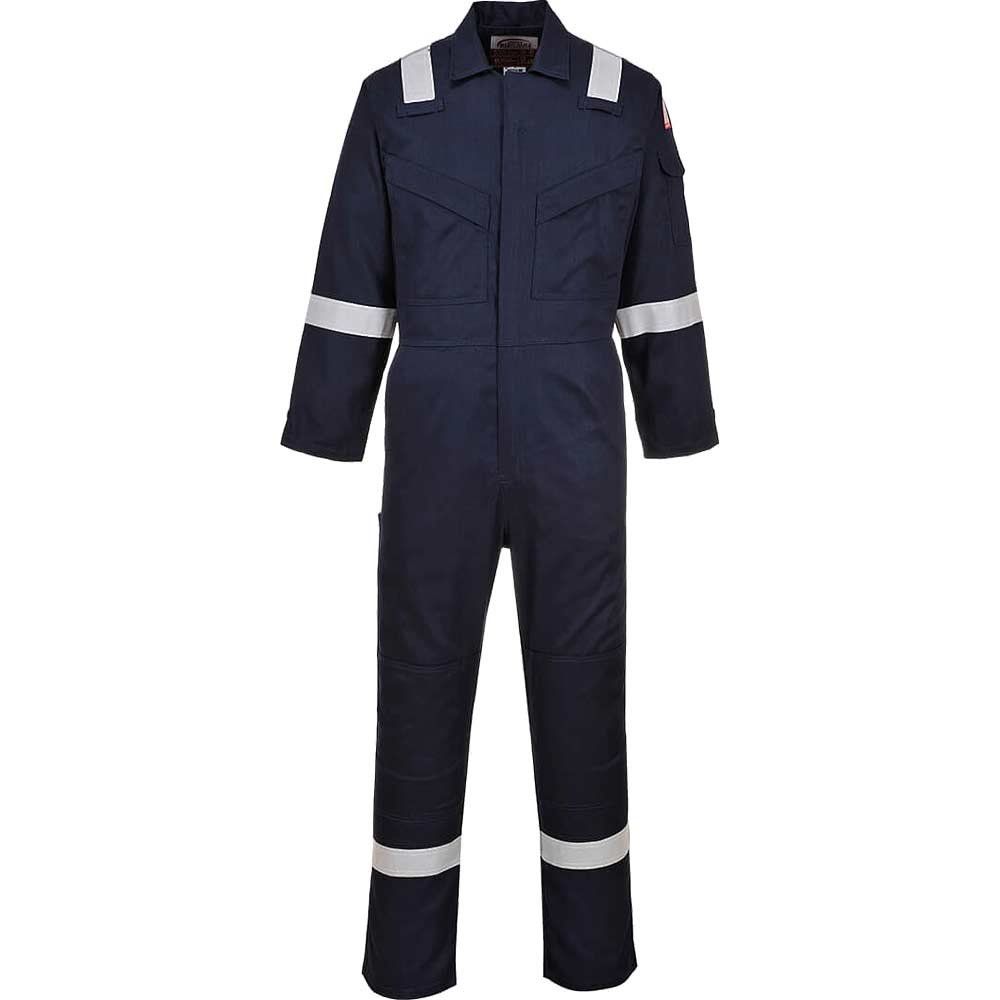 BizFlame Mens Flame Resistant Super Lightweight Antistatic Coverall Navy Blue M 34" - Image 1