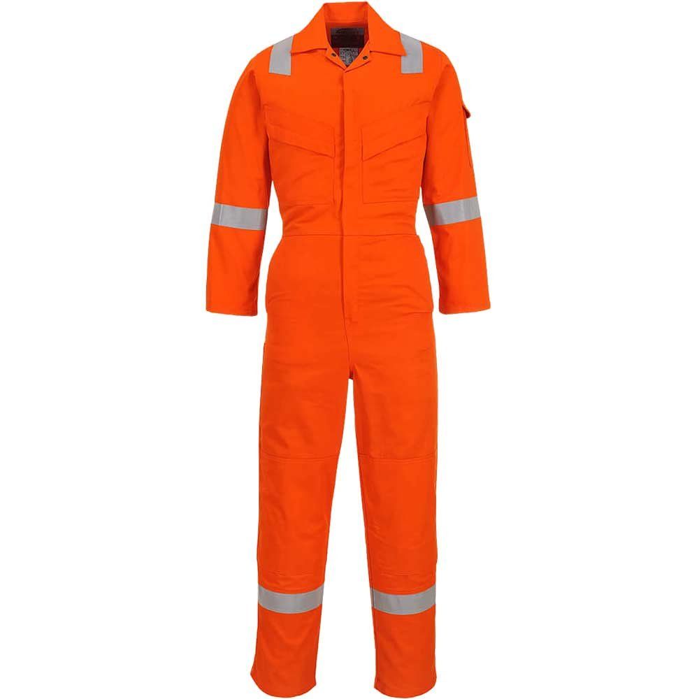 BizFlame Mens Flame Resistant Lightweight Antistatic Coverall Orange M 34" - Image 1
